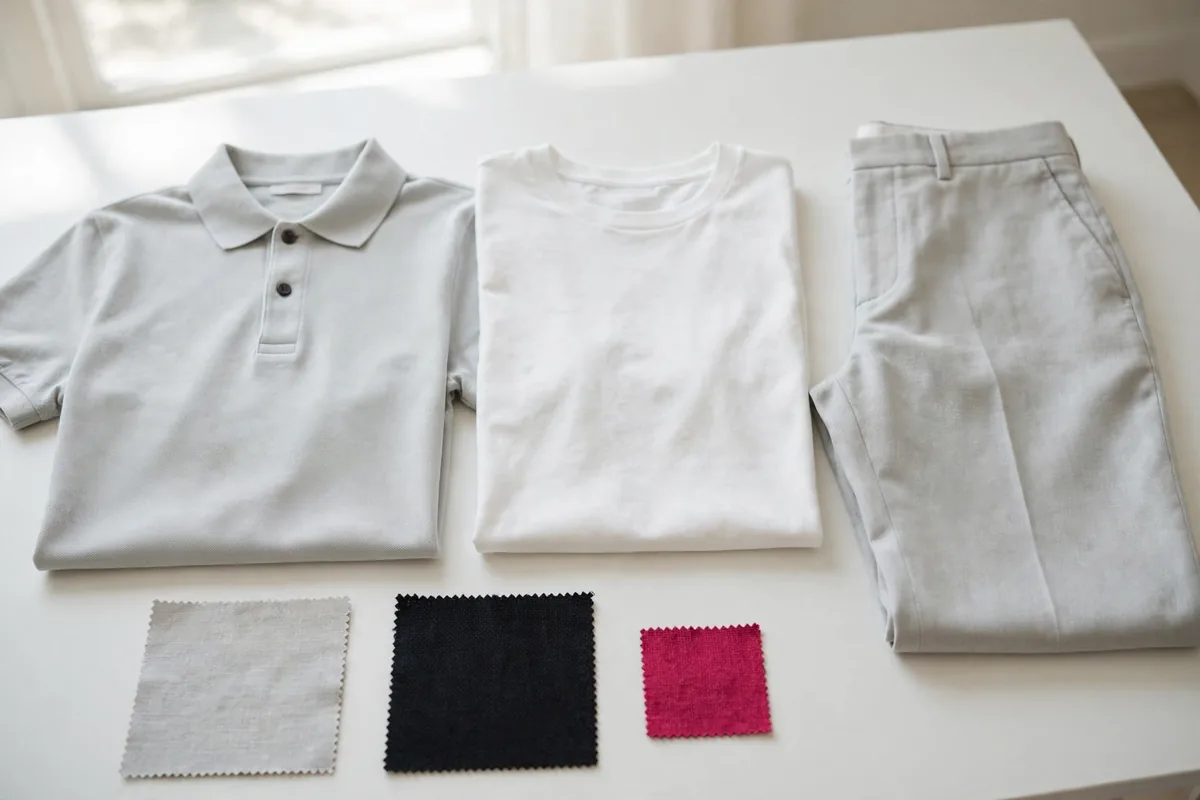 Plain garments laid out to choose references