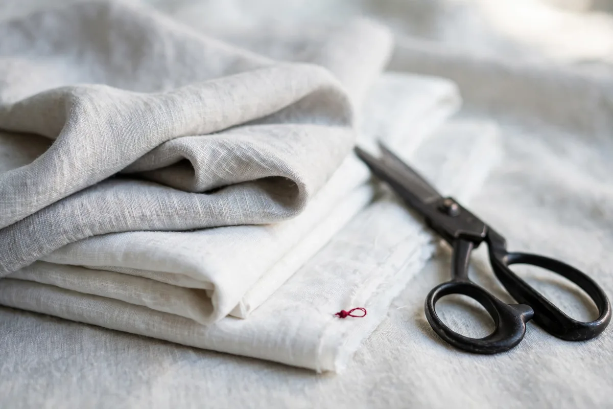 Folded fabric and a pair of tailoring scissors