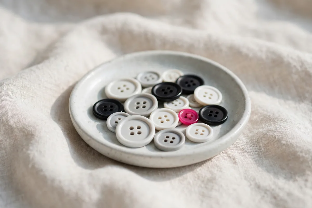 Buttons in a small dish
